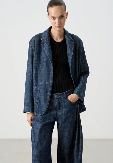 Джинсовый однобортный жакет