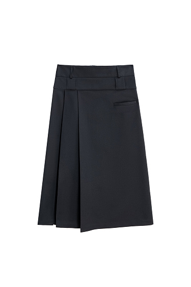 Юбка миди с двумя складками и двойным поясом