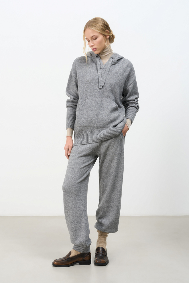 Трикотажные брюки-джоггеры из кашемира и шерсти