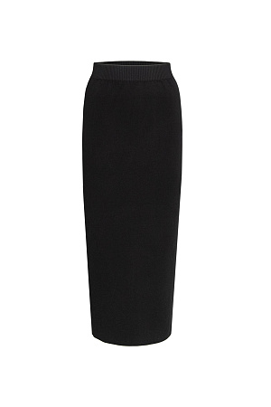 черный Трикотажная юбка из мягкой вискозы с разрезом сзади и поясом из эластичной ленты в рубчик. 