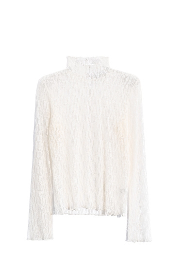 Кружевной топ с воротником-стойкой