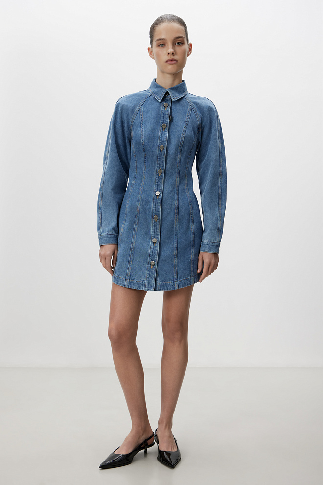 Джинсовое мини-платье из 100% хлопка