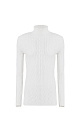 Трикотажная водолазка из шерсти и кашемира. Модель по фигуре, с длинными рукавами и невысоким воротником-стойкой в рубчик. Изделие декорировано вывязанным узором в виде объемных кос.