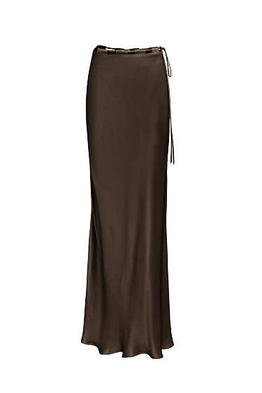 Атласная макси юбка из 100% вискозы с поясом