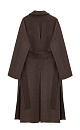 Классическое длинное пальто из шерсти и кашемира. Модель прямого кроя, с узкими лацканами, глубокими накладными карманами и высокими разрезами по бокам. Пояс в комплекте.<br />
При пошиве этого изделия была использована технология double face - на изделиях, сшитых по этой технологии, внутренняя сторона выглядит также аккуратно, как и внешняя.<br />
