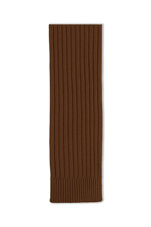 коричневый Шарф в широкий рубчик с добавлением шерсти альпака.