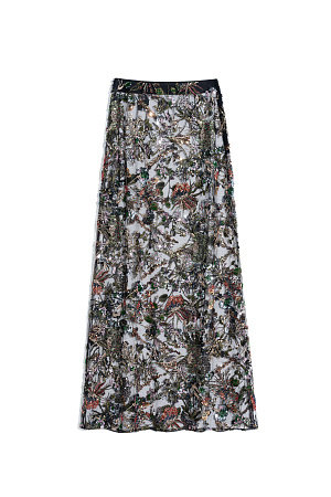 черный Юбка длины макси с цветочным орнаментом, вышитым пайетками и бисером. Застежка на потайную молнию. Изделие без подкладки.
