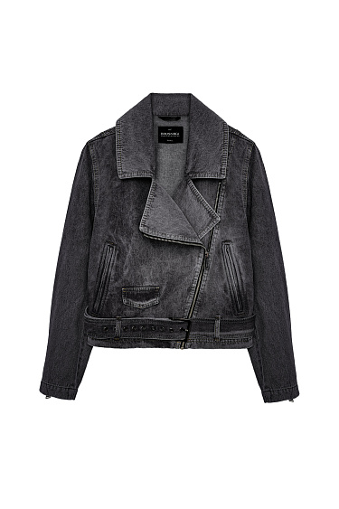 Джинсовая куртка с косой застежкой 