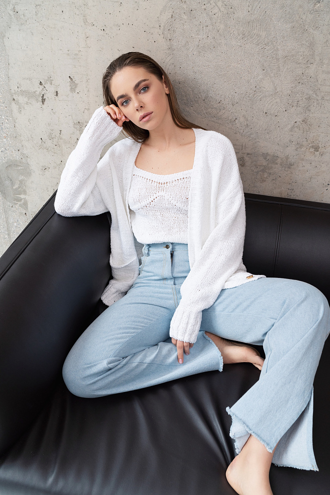 Хлопковый топ с вывязанным лифом