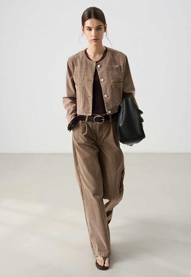 Вельветовые брюки с высокой посадкой