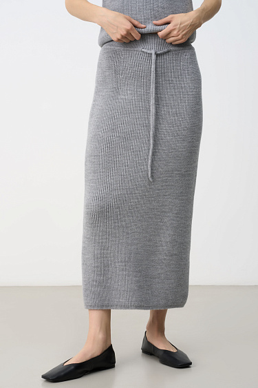 Трикотажная юбка миди из шерсти