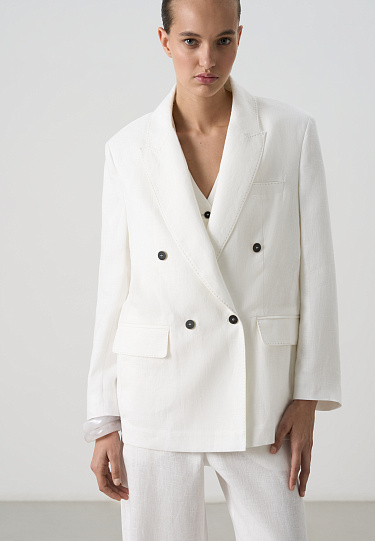 Двубортный жакет из 100% льна