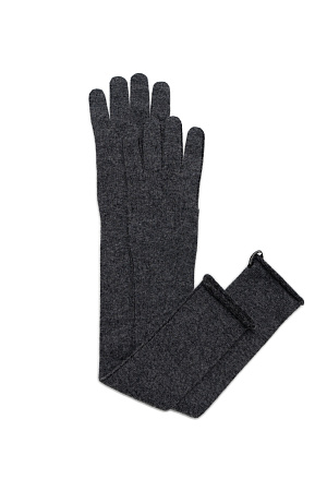 серый Трикотажные длинные перчатки из смесовой шерсти с добавлением кашемира.