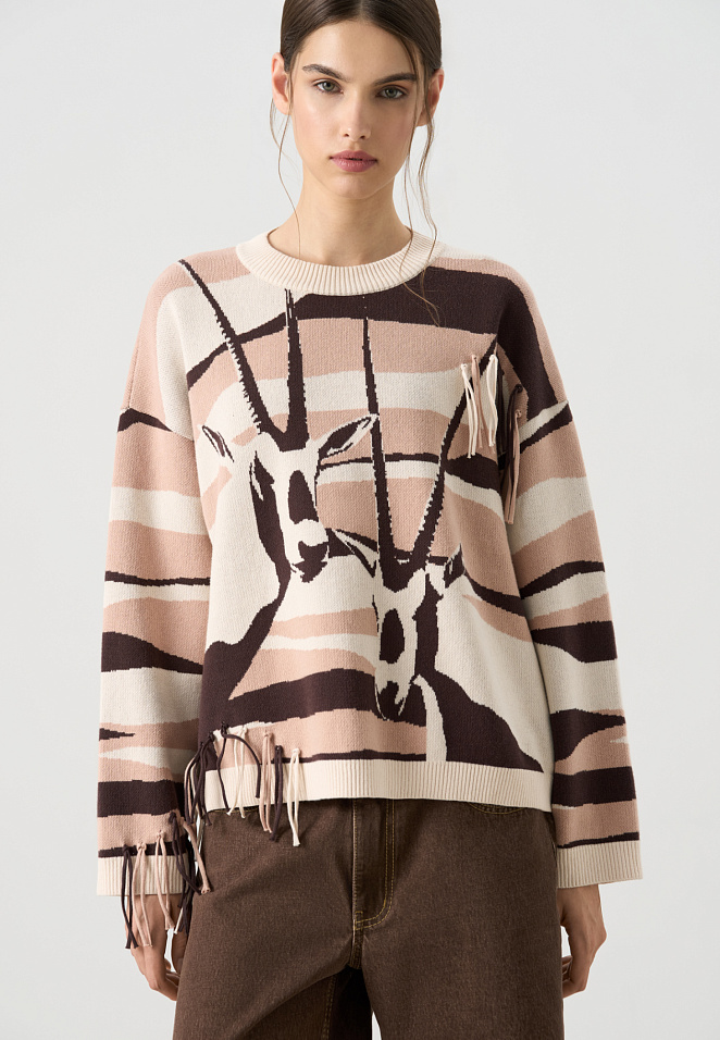 Хлопковый джемпер с жаккардовым узором