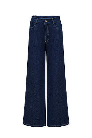 синий Широкие джинсы из 100% хлопка с боковыми и задними карманами. Потайная застежка на молнии.