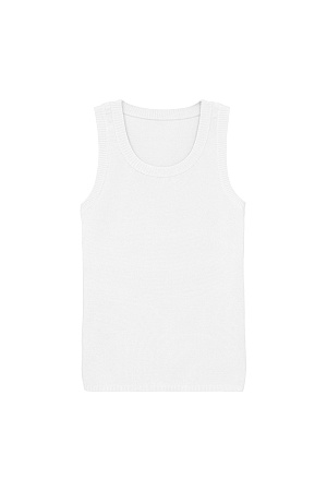 белый Удлиненная трикотажная майка из вискозы. Модель c круглым вырезом горловины, приталенным силуэтом, на широких бретельках, без рукавов. 