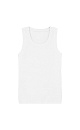 Удлиненная трикотажная майка из вискозы. Модель c круглым вырезом горловины, приталенным силуэтом, на широких бретельках, без рукавов. 