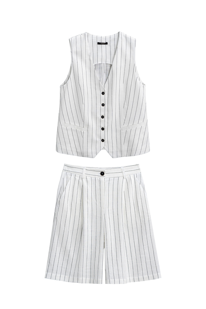 Льняной костюм в полоску