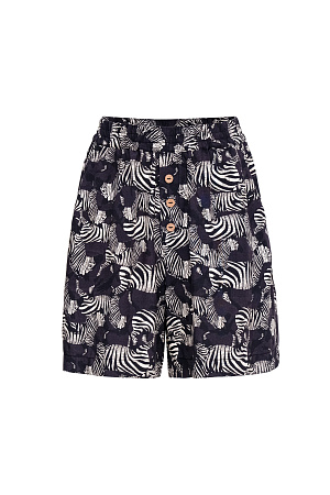 черный Шорты с геометрическим принтом из вискозы с добавлением льна. Дополнить образ можно топом в таком же стиле.