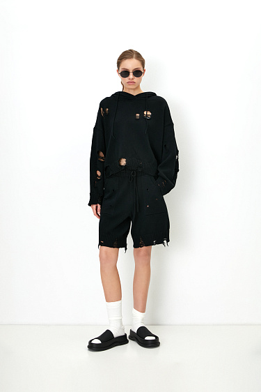 Трикотажные шорты с рваной текстурой 