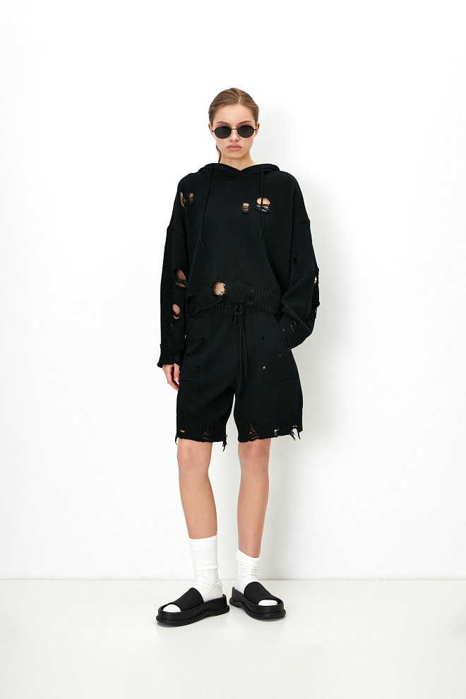 Трикотажные шорты с рваной текстурой 