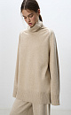 Трикотажный джемпер из смесовой шерсти. Модель свободного силуэта с лампасами, высоким воротом и спущенной линией плеч.