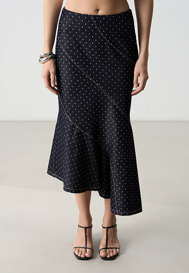 Принтованная джинсовая юбка