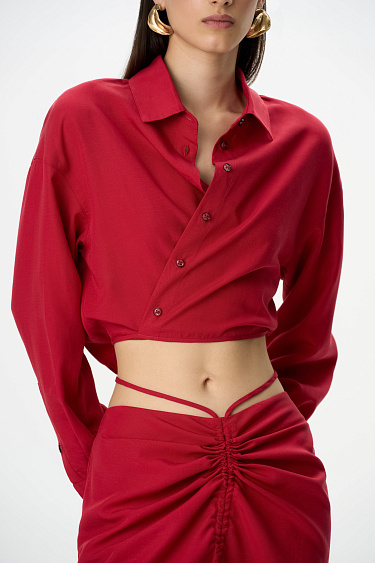 Укороченная рубашка с завязками