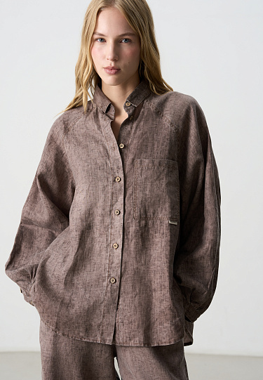 Рубашка из 100% льна с рукавом реглан