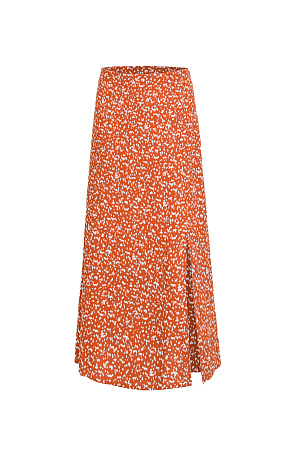 оранжевый Принтованная юбка длины миди из 100% вискозы с разрезом спереди и эластичным поясом.