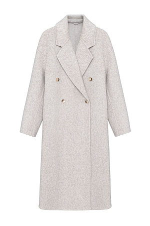 бежевый Двубортное пальто из шерсти. Модель свободного силуэта со спущенной линией плеча, отложным воротником и прямоугольными лацканами. Без подкладки. 