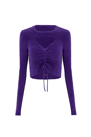 фиолетовый Топ из вискозы с вырезом и кулиской на груди