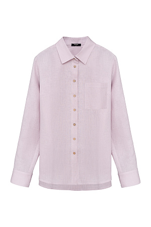 розовый Классическая рубашка из 100% льна на пуговицах. Модель свободного кроя с накладным карманом на груди.