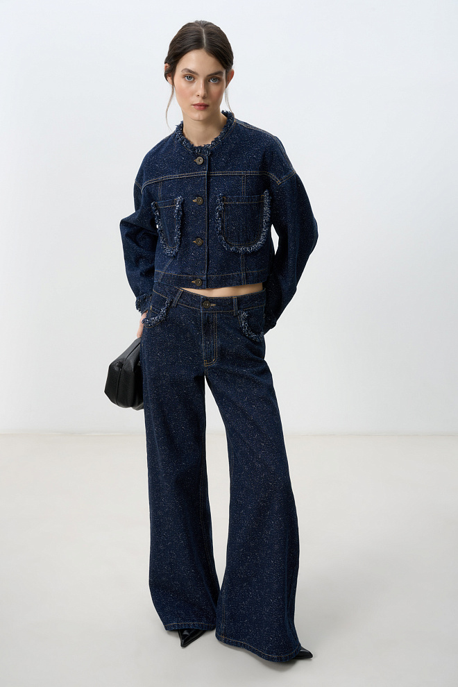 Прямые джинсы с бахромой 