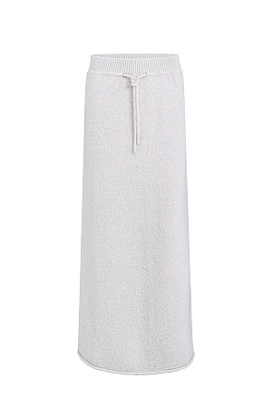 бежевый Трапецевидная юбка длины маски с эластичным поясом в рубчик на кулиске. Валики по низу иделия. Дополнить образ можно джемпером в таком же стиле.