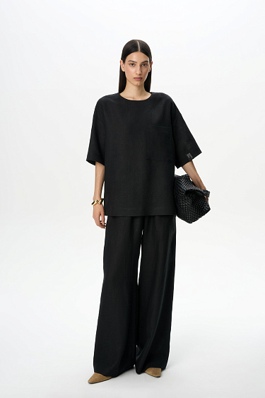 Футболка из 100% льна с нагрудным карманом