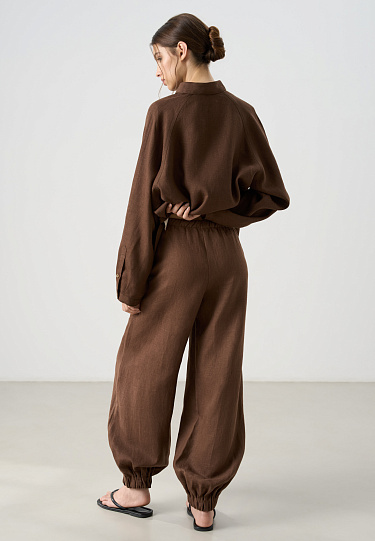 Брюки-джоггеры из 100% льна