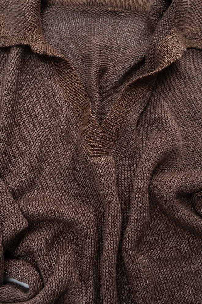 Джемпер из 100% льна с воротником поло