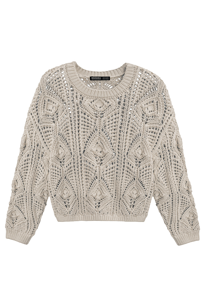 Трикотажный ажурный джемпер из хлопка
