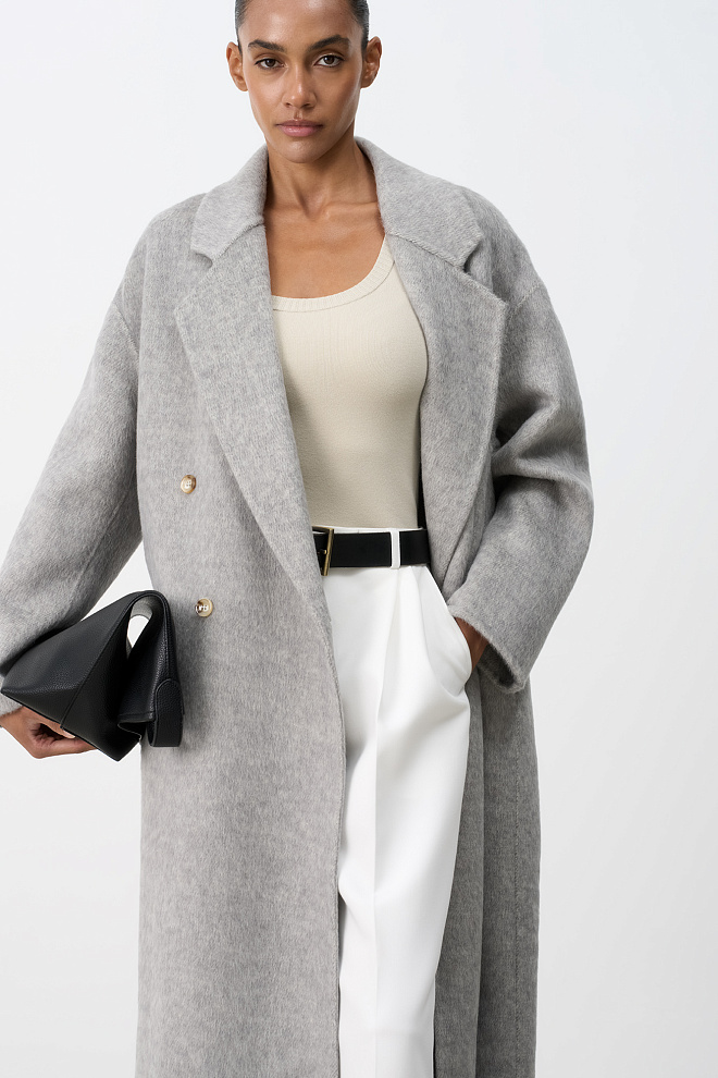 Двубортное пальто из шерсти