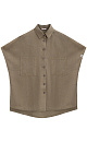 Свободная рубашка из 100% льна. Модель прямого кроя, без рукавов, с отложным воротником, двумя нагрудными карманами и застежкой на пуговицы.&nbsp;&nbsp;