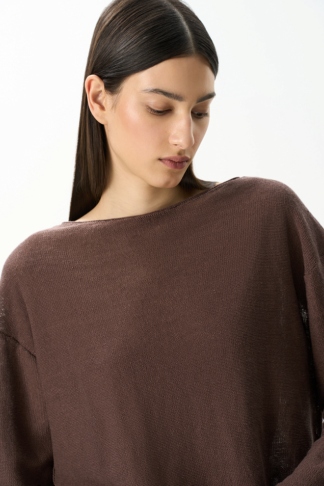 Джемпер из 100% льна с горловиной лодочкой