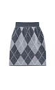 Трикотажная юбка мини из шерсти и кашемира с узором аргайл. Модель по фигуре с широким эластичным поясом в рубчик.