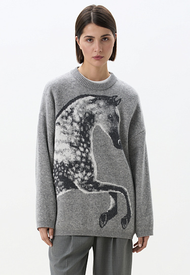 Трикотажный джемпер с принтом лошади