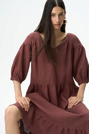 Платье из 100% льна с открытой спиной