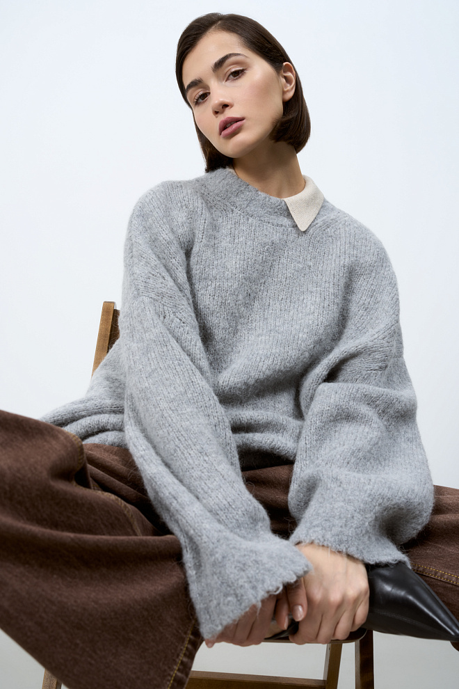 Объемный джемпер из шерсти альпака