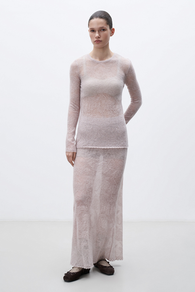 Ажурная водолазка из супер кид мохера и беби альпака