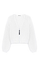 Трикотажный кардиган из 100% хлопка. Модель укороченного силуэта, со спущенной линией плеч, V-вырезом и застежкой на молнию.