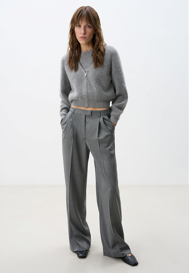 Кардиган на молнии с пухом лисы 