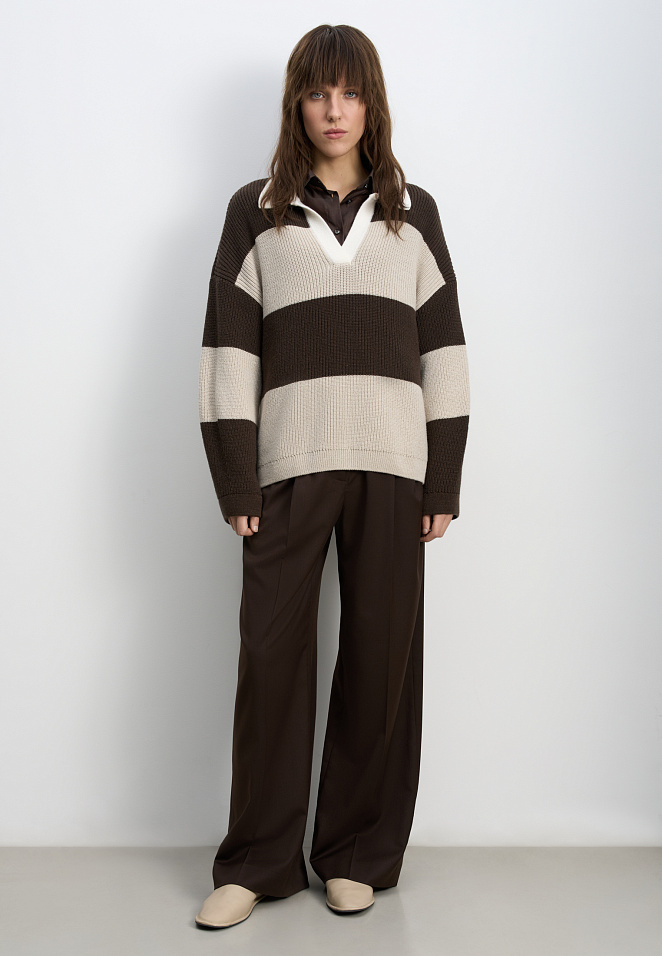 Трикотажный джемпер из шерсти в полоску